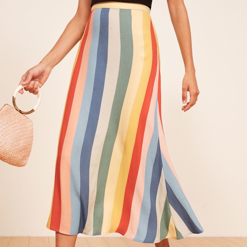 Reformation Bea Skirt Rainbow Size 2